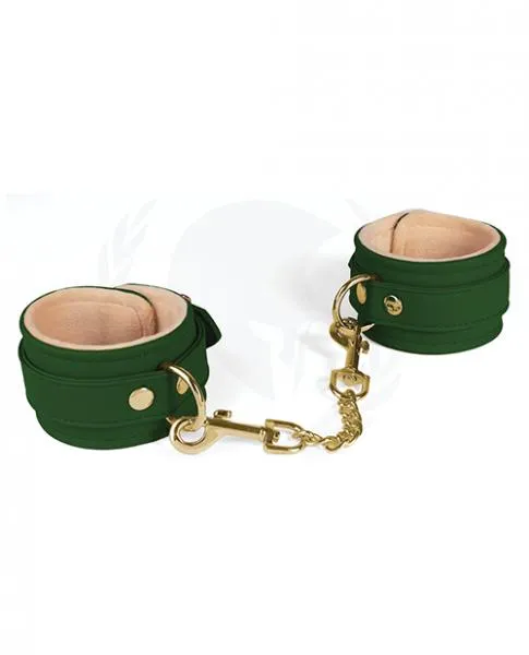 Restraints Spartacus Spartacus Pu Wrist Cuffs WPlush Lining Green