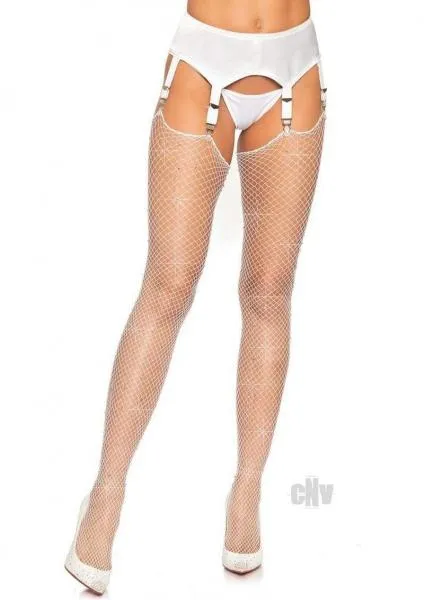 Seductucom Vibrators Rhinestone Fishnet Stockings Os White