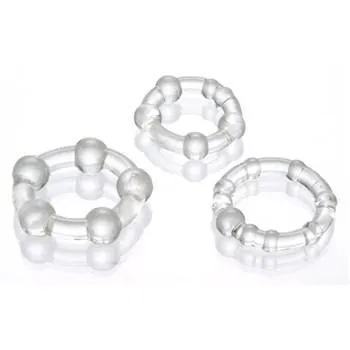 Triple Erection System 3 Rings Clear Adam Eve Dildos
