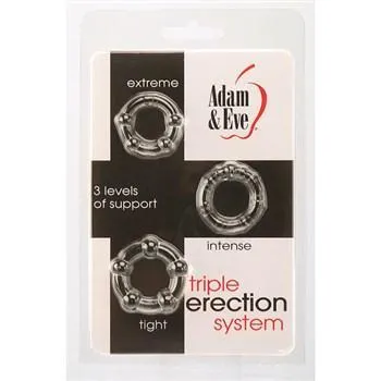 Triple Erection System 3 Rings Clear Adam Eve Dildos Triple Erection System 3 Rings Clear Adam Eve Dildos