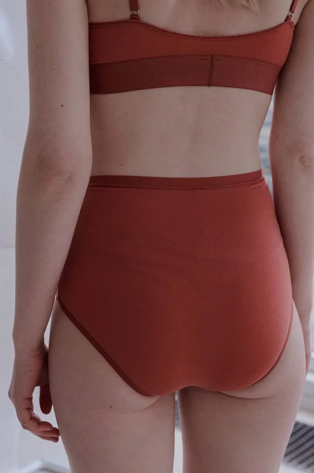 Baserange Highwaist Bell Pants Bamboo Highwaist Slip Burned RedS Le Pop Lingerie Vibrators