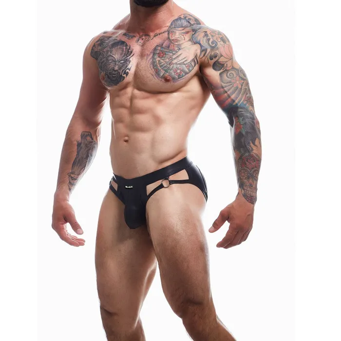 Mens Underwear C4M Dungeon Black Leatherette Jockstrap Large Cut 4 Men