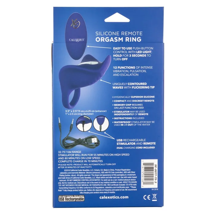 CalExotics Male Sex Toys Silicone Remote Orgasm Ring