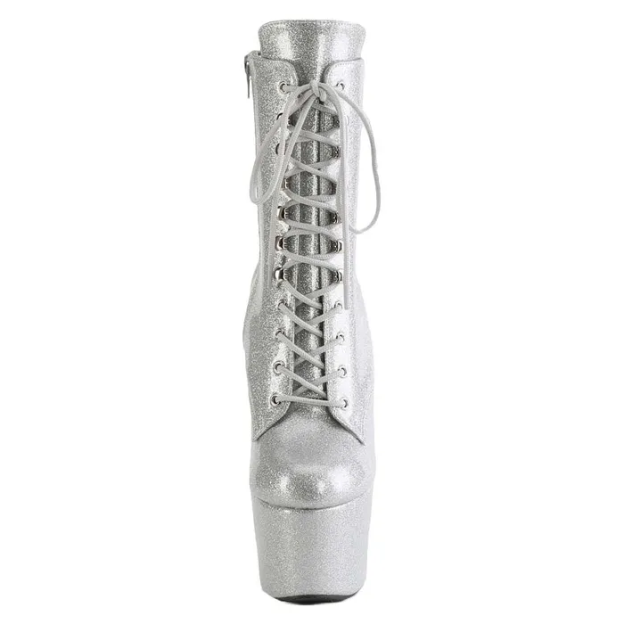 Couples iloveexcitement Pleaser Shoes Adore1020GP 7 Heel Platform LaceFront Ankle Boot Side Zip