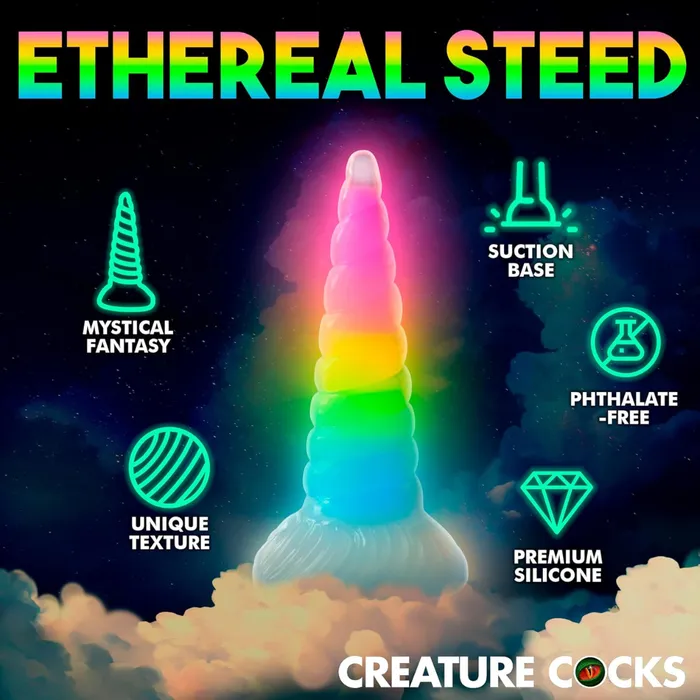 Creature Cocks Dildos UniGlow Rainbow Silicone Dildo