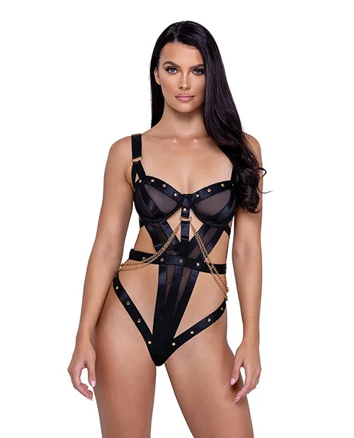 Studs Kisses Balconette Cup Wunderwire Teddy Black Roma Costume INC Anal