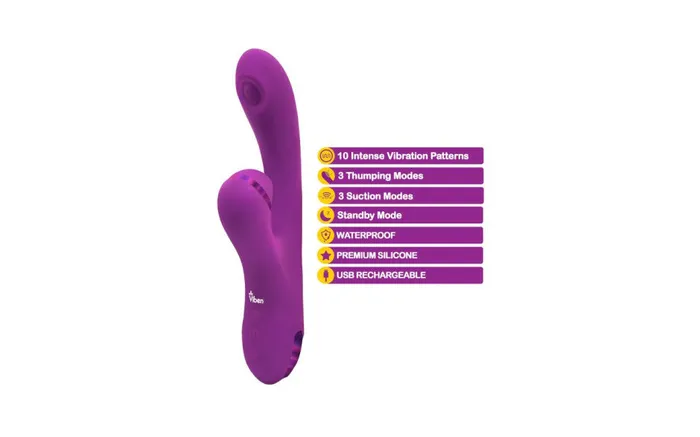 Viben Female Sex Toys Viben Dazzle Rechargeable Thumping Rabbit Vibrator Berry