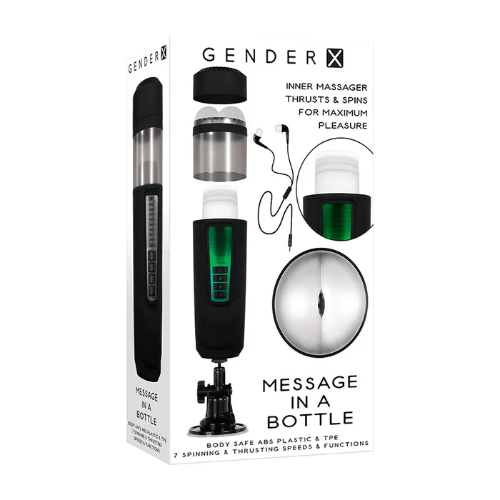 Anal Nalpac Gender X Message In A Bottle Rechargeable Thrusting Spinning Stroker with Suction Cup Base Black Anal Nalpac Gender X Message In A Bottle Rechargeable Thrusting Spinning Stroker with Suction Cup Base Black