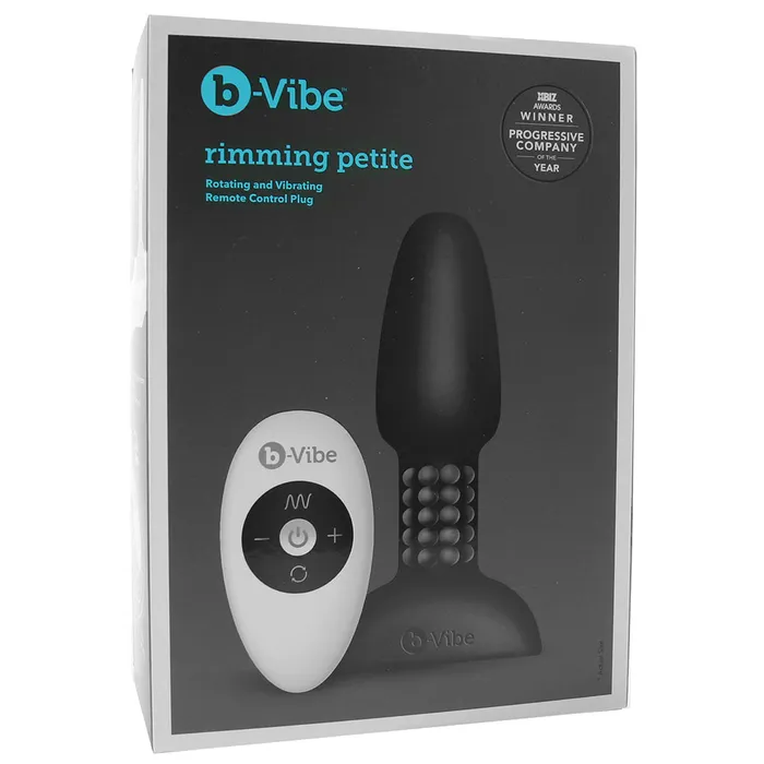 bVibe Rimming Petite Rechargeable RemoteControlled Vibrating Silicone Anal Plug with Rotating Beads Black Nalpac Male Sex Toys