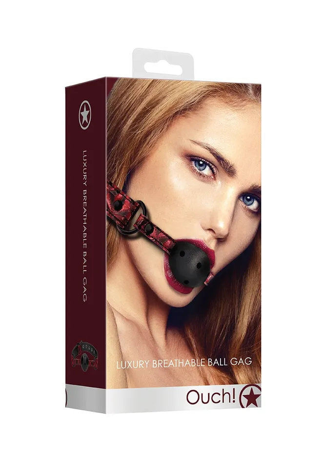 Male Sex Toys Shots America Breathable Luxury Ball Gag Burgundy