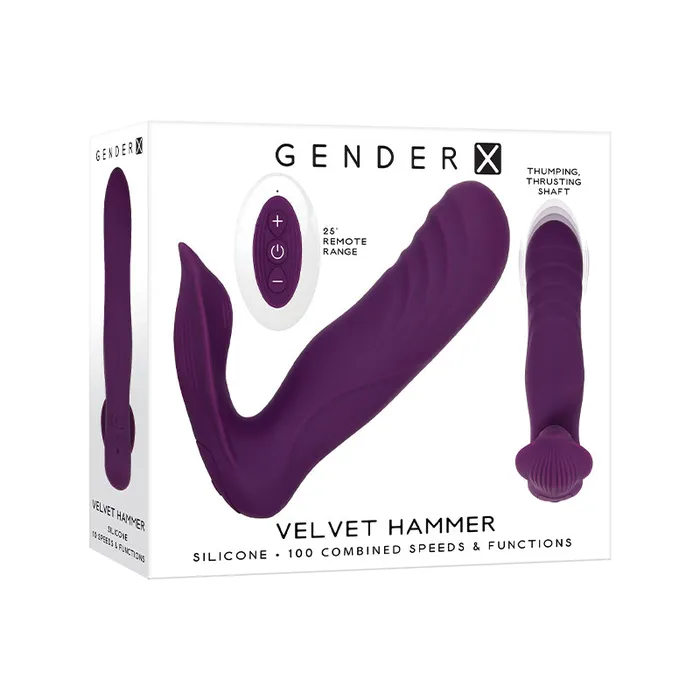 Vibrators Nalpac Gender X Velvet Hammer Rechargeable RemoteControlled Thumping Thrusting Dual Stimulator Purple Vibrators Nalpac Gender X Velvet Hammer Rechargeable RemoteControlled Thumping Thrusting Dual Stimulator Purple