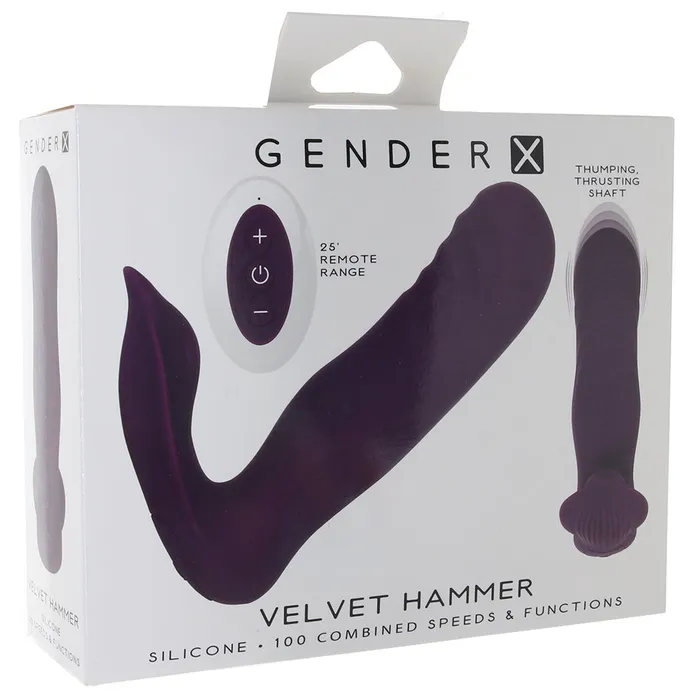 Vibrators Nalpac Gender X Velvet Hammer Rechargeable RemoteControlled Thumping Thrusting Dual Stimulator Purple