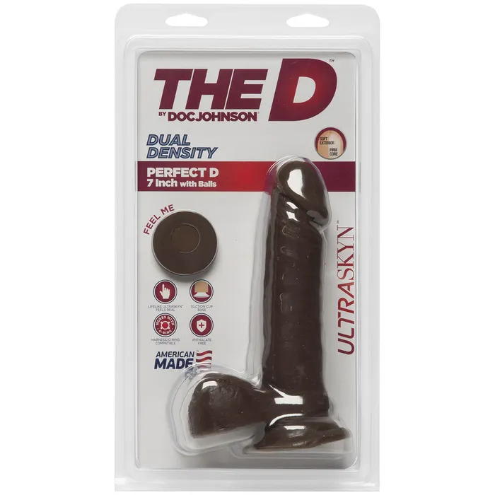 Doc Johnson Dildos The D Perfect D 7 With Balls Ultraskyn Chocolate