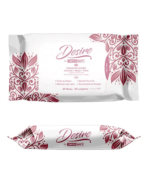Swiss Navy Swiss Navy Desire Unscented Feminine Wipes Pack of 25 Vibrators