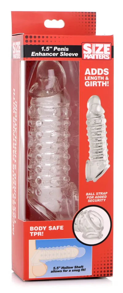 15 Inch Penis Enhancer Sleeve Clear XR Brands Size Matters Male Sex Toys
