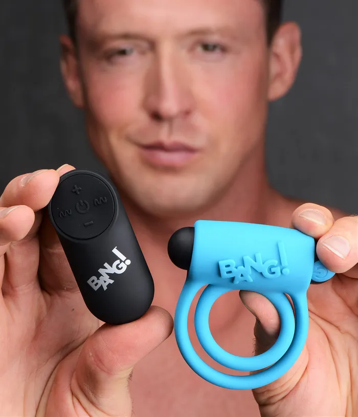 Bang Silicone Cock Ring Bullet W Remote Blue Bang Male Sex Toys
