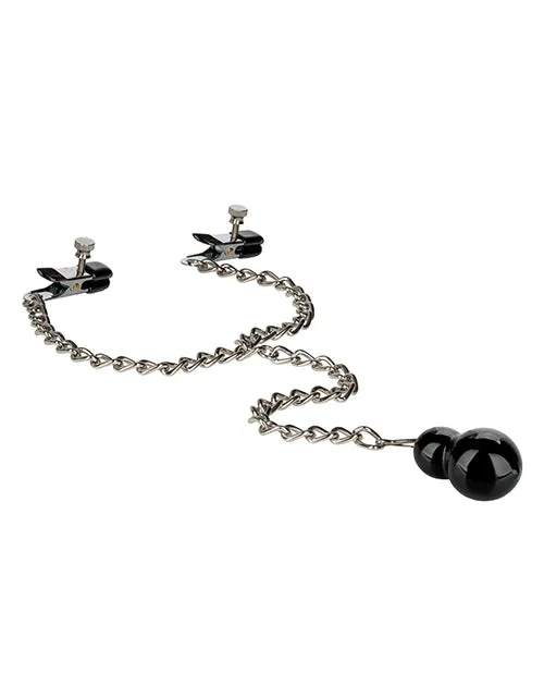 Cal Exotics Female Sex Toys Nipple Play Weighted Dual Tier Nipple Clamps Silver Cal Exotics Female Sex Toys Nipple Play Weighted Dual Tier Nipple Clamps Silver