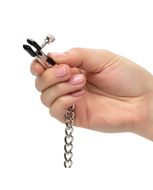 Cal Exotics Female Sex Toys Nipple Play Weighted Dual Tier Nipple Clamps Silver