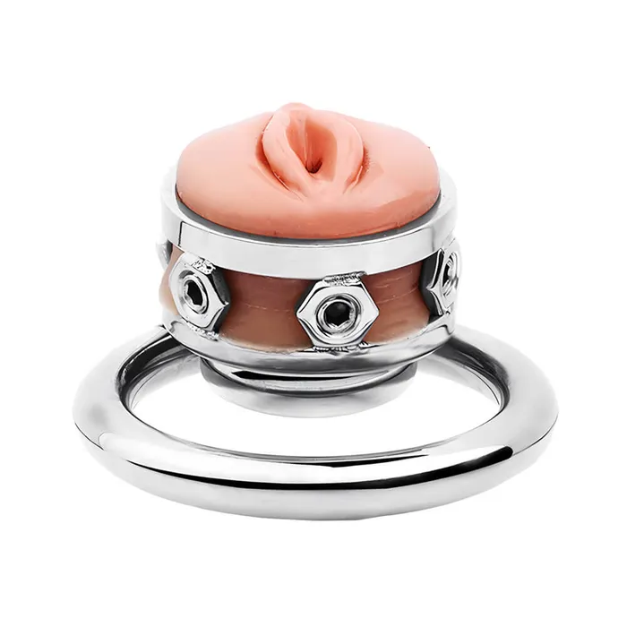 CHASTITY CAGE CO Male Sex Toys Fake Silicone Stainless Steel Chastity Cage CHASTITY CAGE CO Male Sex Toys Fake Silicone Stainless Steel Chastity Cage