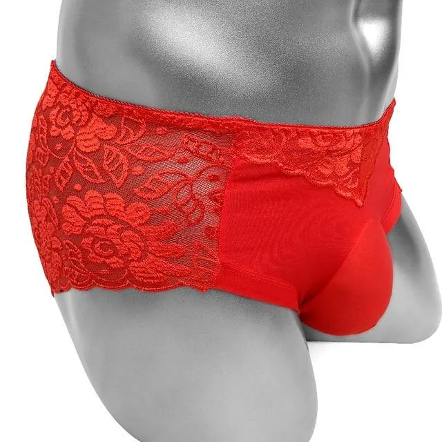 CHASTITY CAGE CO Male Sex Toys Floral Lace Panties With Penis Pouch CHASTITY CAGE CO Male Sex Toys Floral Lace Panties With Penis Pouch