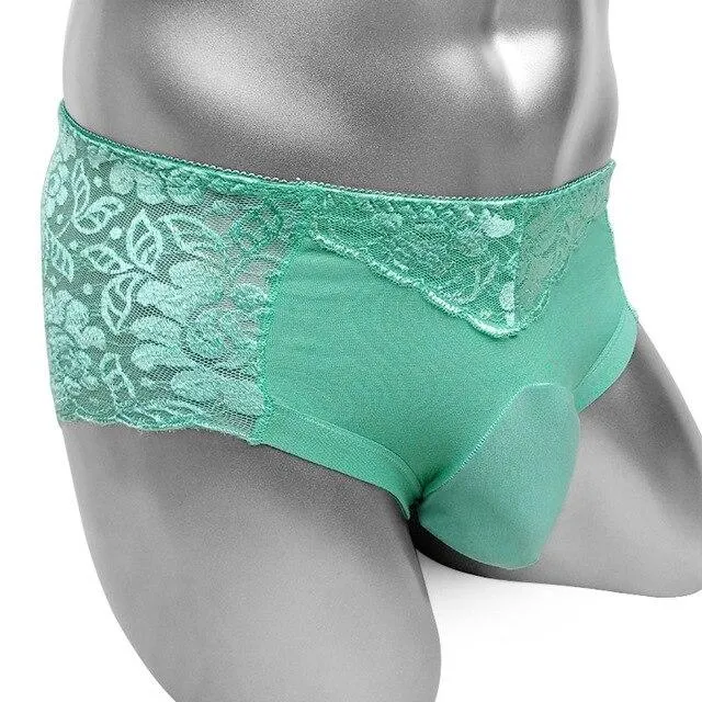 CHASTITY CAGE CO Male Sex Toys Floral Lace Panties With Penis Pouch CHASTITY CAGE CO Male Sex Toys Floral Lace Panties With Penis Pouch