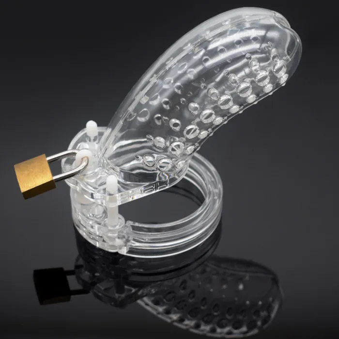 CHASTITY CAGE CO Male Sex Toys Plastic Chastity Cage 45 Inches Long All 5 Rings Included