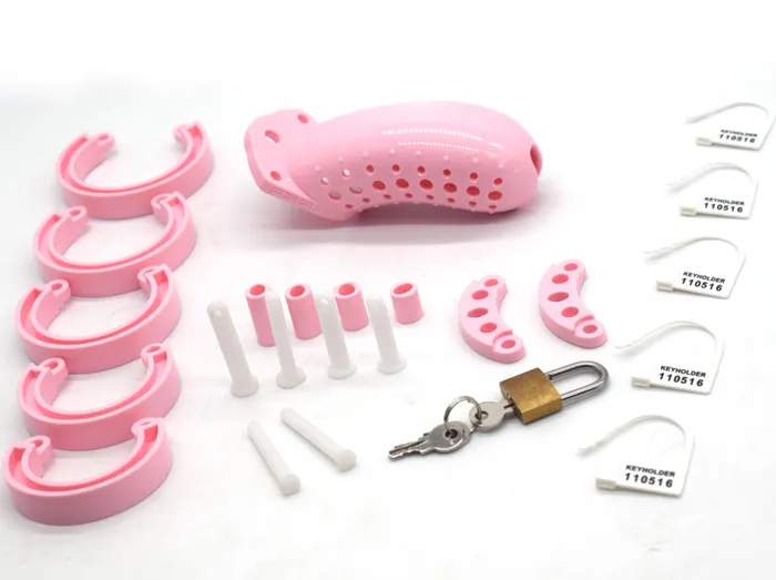 CHASTITY CAGE CO Male Sex Toys Plastic Chastity Cage 45 Inches Long All 5 Rings Included
