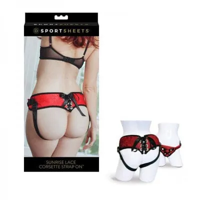 Female Sex Toys Sportsheets Red Lace Corsette StrapOn Landco