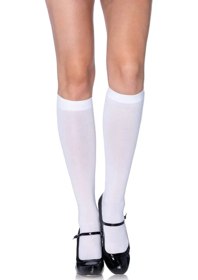 Leg Avenue Nylon Opaque Knee Highs in White Leg Avenue Canada Female Sex Toys Leg Avenue Nylon Opaque Knee Highs in White Leg Avenue Canada Female Sex Toys