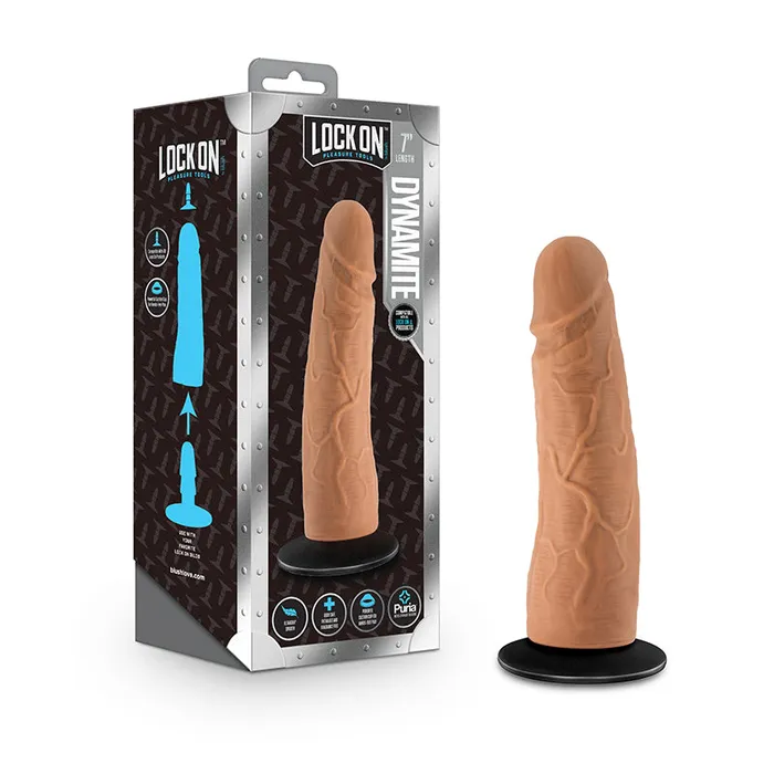 Lock On Dynamite 7In Wsuctcupadapt Tan Blush Female Sex Toys