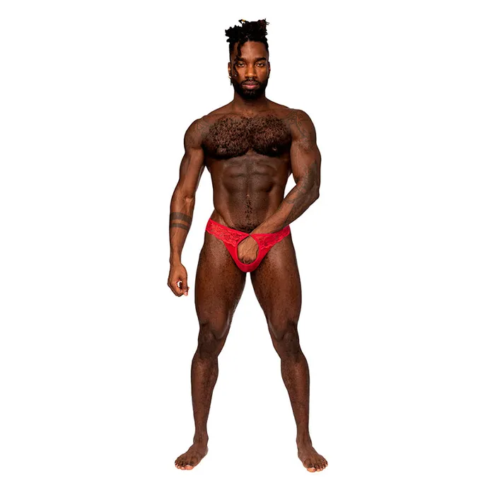 Male Sex Toys Male Power Mp Sassy Lace Open Ring Thong Red Sm