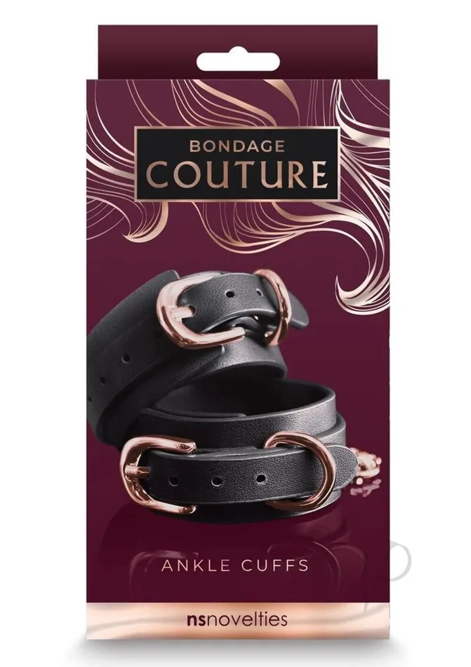 NS Novelties Bondage Couture Ankle Cuffs Black Restraints
