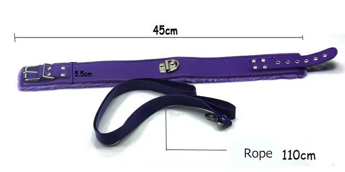 Vibrators Collars Leashes Bdsm Plush Adjustable Collar Leash Purple Black Red Bondage Restraints Kink House of Dasein