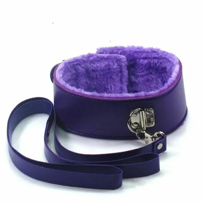 Vibrators Collars Leashes Bdsm Plush Adjustable Collar Leash Purple Black Red Bondage Restraints Kink House of Dasein