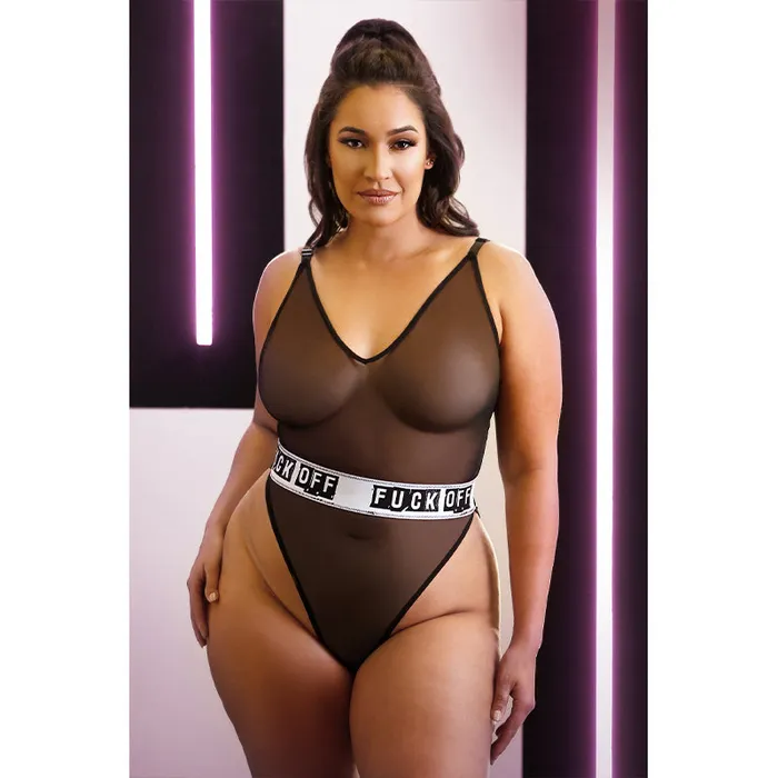 Vibrators Fantasy Lingerie Vibes Fuck Off Mesh Playsuit Qs Black