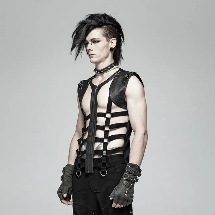 Anal Chic Black Skeleton Vest with Stylish Punk Detail EVEs SECRETS
