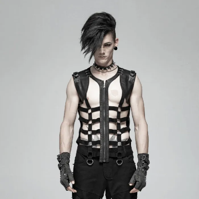 Anal Chic Black Skeleton Vest with Stylish Punk Detail EVEs SECRETS