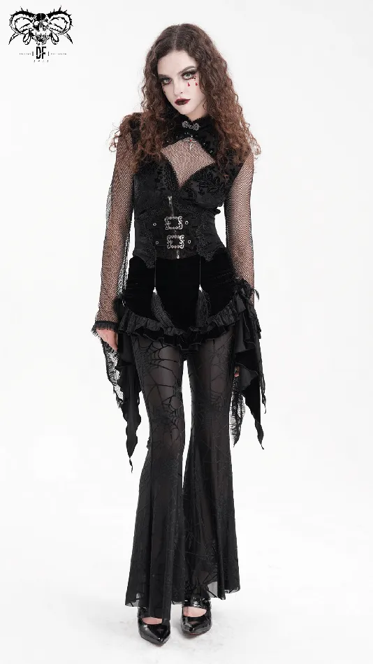 Anal EVEs SECRETS Sheer Black Flare Pants featuring a Spiderweb Design