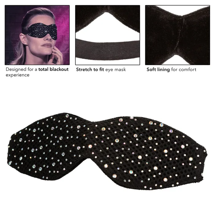 CalExotics Anal Radiance BLACKOUT EYE MASK Black Blindfold with Sparkling Rhinestones