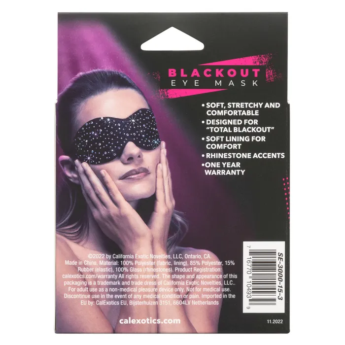 CalExotics Anal Radiance BLACKOUT EYE MASK Black Blindfold with Sparkling Rhinestones