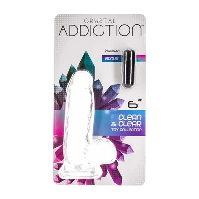 Dildos Addiction Crystal Dildo w Balls 6in Clear Clear