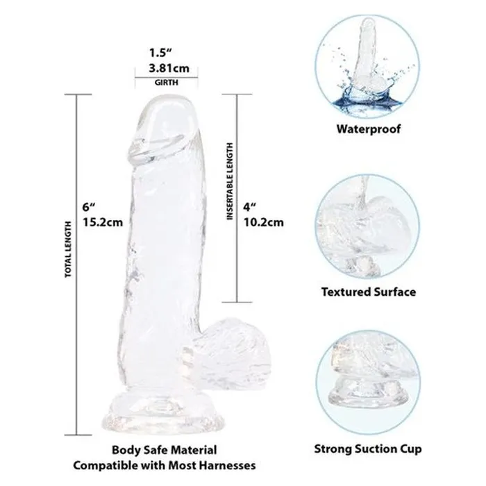 Dildos Addiction Crystal Dildo w Balls 6in Clear Clear