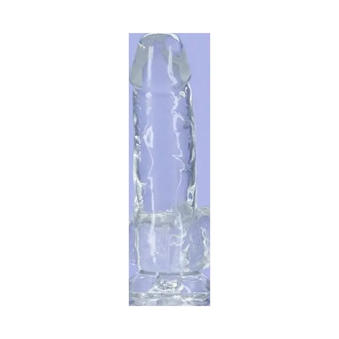 Dildos Addiction Crystal Dildo w Balls 6in Clear Clear