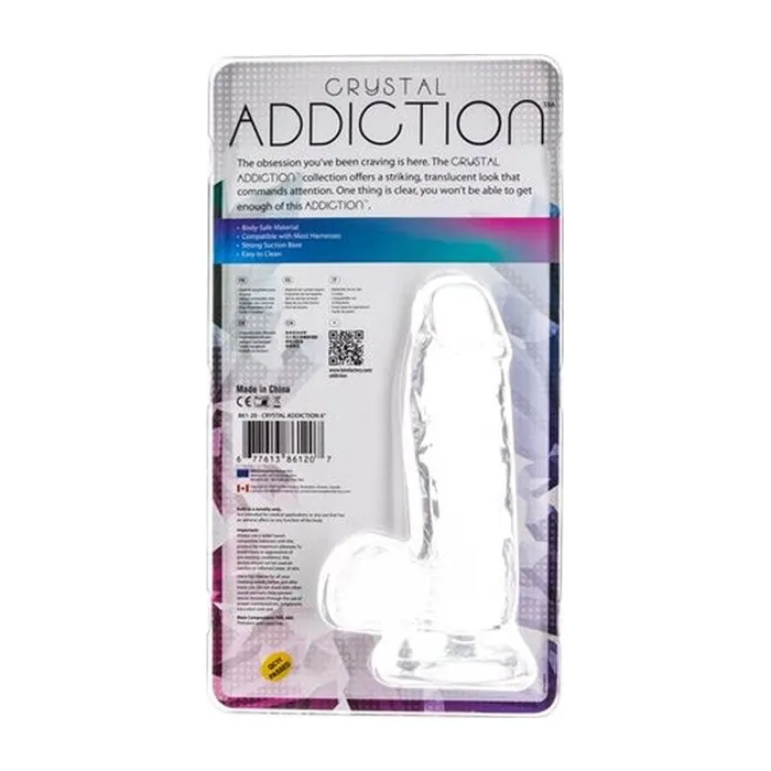 Dildos Addiction Crystal Dildo w Balls 6in Clear Clear