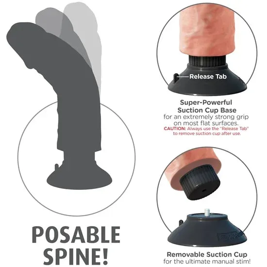 Dildos Pipedream Pipedream King Cock 6 inch Vibrating Dildo with Posable Spine and Suction Cup