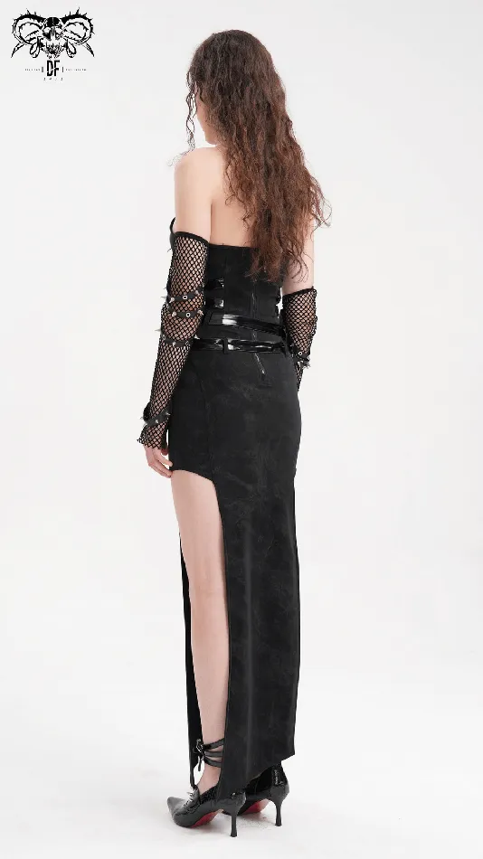 EVEs SECRETS Anal Edgy Black Halter Dress with Chains and Buckles