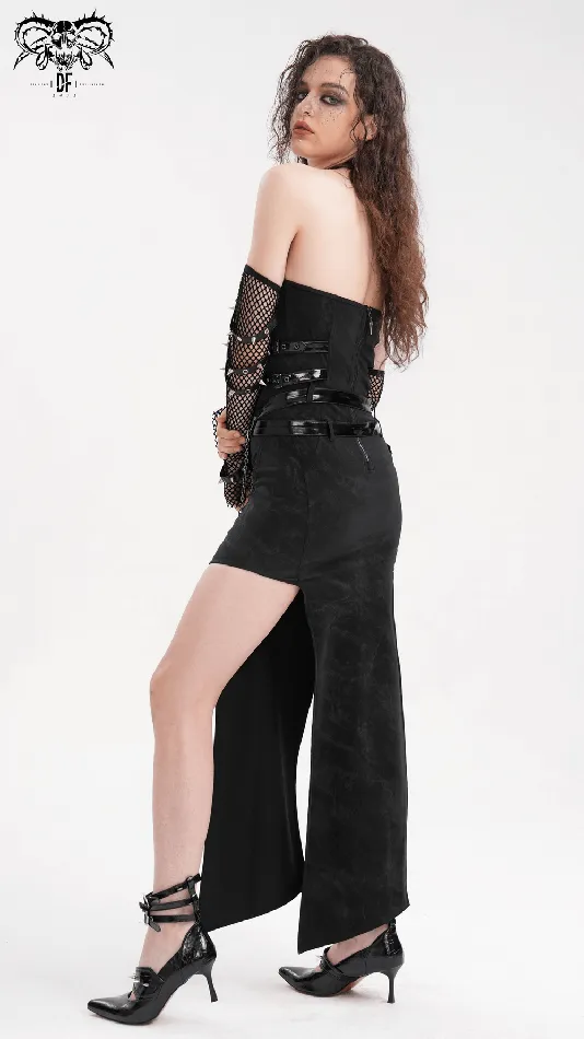 EVEs SECRETS Anal Edgy Black Halter Dress with Chains and Buckles