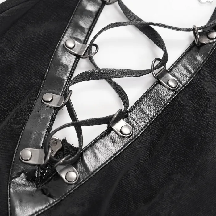 EVEs SECRETS Anal Edgy Black Halter Dress with Chains and Buckles