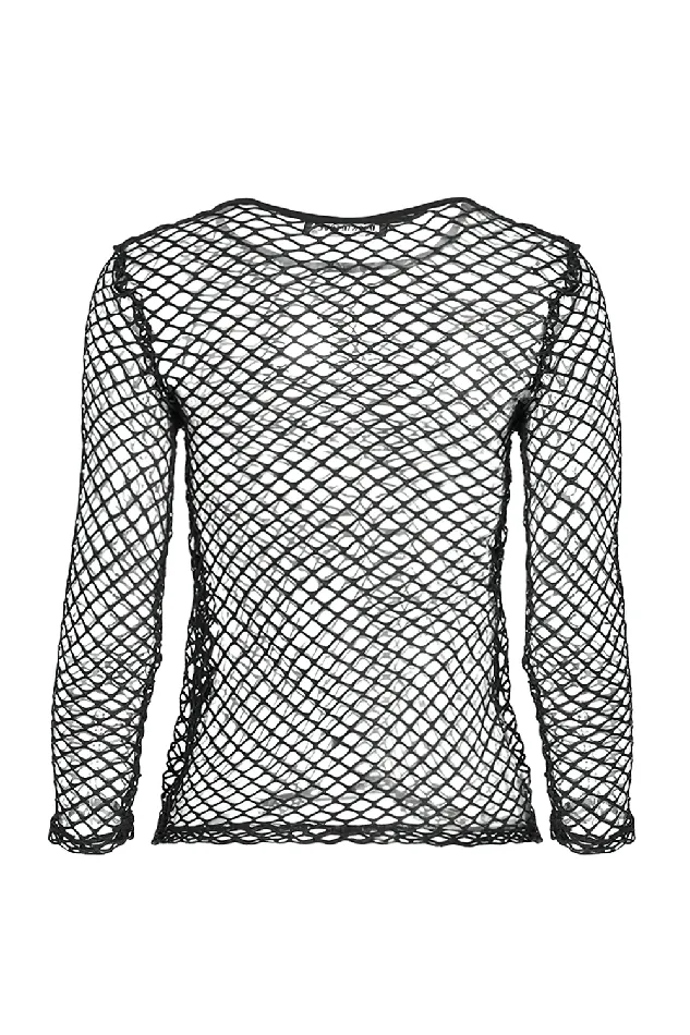 EVEs SECRETS Male Sex Toys Gothic Sheer LongSleeve Mesh Top for Women Edgy Fashion