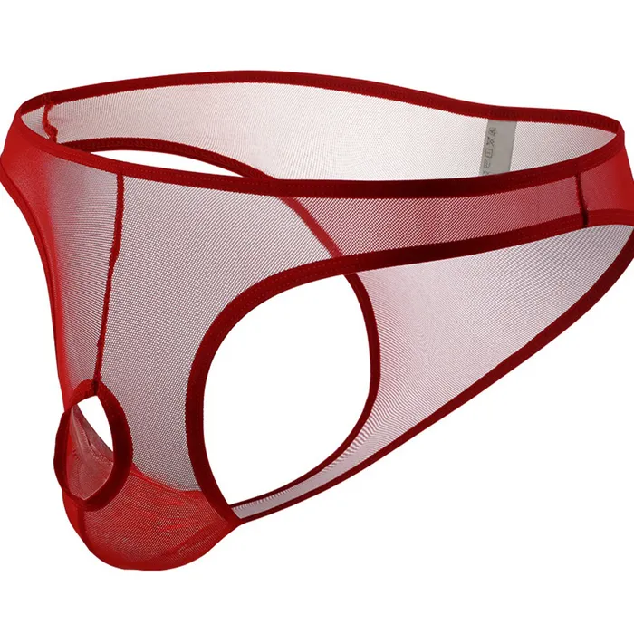 EVEs SECRETS Male Sex Toys Mens Sexy Openfront Pouch Thongs Mesh Stretchy Briefs Male Erotic Underwear